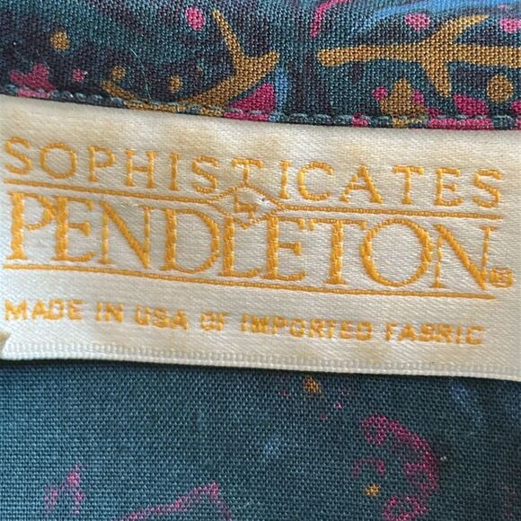 Vtg 80s/90s Sophisticates by Pendleton Green & Pink Paisley Rayon Shirt - Picture 8 of 9